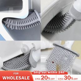 Holders Mall Murd Woilet Brush Silicone Plat Brush Head Toilet Brusser Nettoyer Brosse Brosse de nettoyage des toilettes Salle de bain