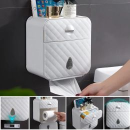 Houders Waterdichte toiletrolhouder Punch Gratis Plastic Rol Papieren Handdoeken Houder Wandmontage Badkamer Plank Opbergdoos Tissue Hanger