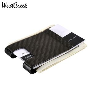 Houders Westcreek Brand Real Carbon Fiber Men Fashion Slim Card Holder Casual Minimalistische vrouwen Wallet Credit Card Geld Holder Bill Clip