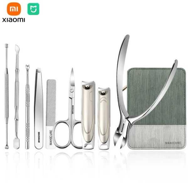 Titulares Xiaomi Mijia Juego de manicura Juegos de pedicura Cortaúñas Herramienta profesional de corte de uñas de acero inoxidable con estuche de viaje Kit de decoración de uñas