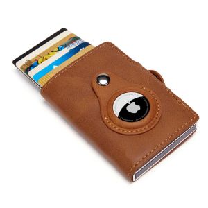 Holders Ykosm Airtag Portefeuille RFID Blocking Zipper Purse Luxury PU Leather ID Card Card Carte de crédit AntiLost Men Femme Portefeuille Porte-carte