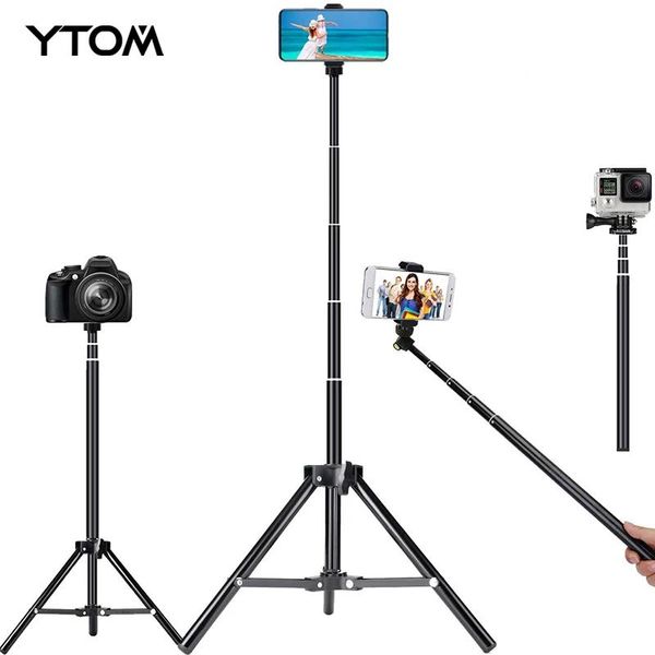 Tripod en aluminium ytom ytom avec contrôle pour iPhone GoPro Xiaomi Huawei Phone Cell Photography Live Selfie Trépied pour la caméra Light Light