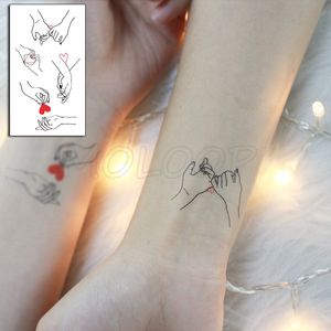 Holding Hands In Love Stickers Hand Hart Tattoo Body Art Make-up Waterdichte Tijdelijke Vrouwen en Mannen Nep Tatoo