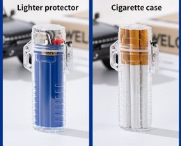 Può contenere fino a 4 sigarette Custodia per accendino impermeabile sigillata trasparente multifunzionale Shell Custodia in plastica Scatola portatile per esterni Accessori per fumatori di tabacco DHL