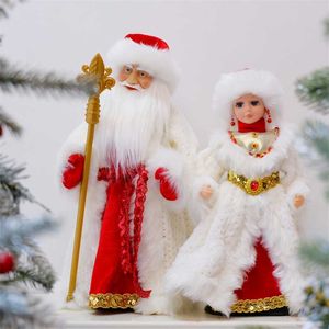 Vakantie decoraties poppen cadeau voor kinderen kinderen speelgoed zing en dance schattige staande Santa Claus pop kerstfigurines kerstballen 211109
