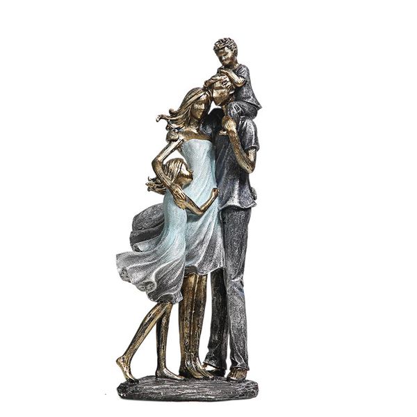 Escultura familiar navideña hecha a mano, estatua de resina para padres, regalo para hija, adorno para hijo de cumpleaños, decoración artesanal para habitación, aniversario de boda 240123