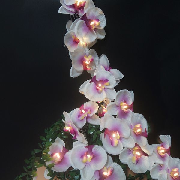 Guirlande lumineuse de fleurs de vacances 4M 20led, guirlande lumineuse de fleurs d'orchidée papillon faite à la main, décor de chambre de lumière de fleur élégante. Y200903