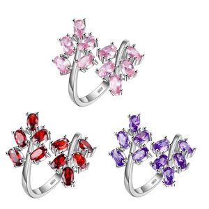 Regalo de vacaciones Antiguo Cuarzo rojo Rosa Amatista Prasiolita Cristal 925 Anillos chapados en plata esterlina Rusia Australia EE. UU. Anillos de boda