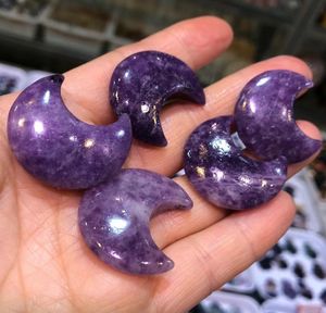 Cadeau de vacances Naturel Lepidolite Purple Mica Lune Crystal Polied Stone Traitement Décoration Craft et minéral5867723