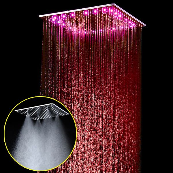 Luces multifuncionales LED Iluminación de vacaciones Baño Termostático Conjunto de grifo Swash y precipitaciones Temperatura Sensible Cabeza de ducha