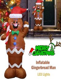 Décorations de fête des fêtes 5ft Noël gonflable Santa Gingerbread Snow Man Keep Candy Stick Decor pour intérieur extérieur DIY Decora7608675