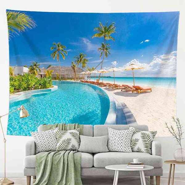 Mur de style de style vacances suspendue Sunny Beach Coco Palm Yoga Mat Boho Decor Toulon Décoration J220804