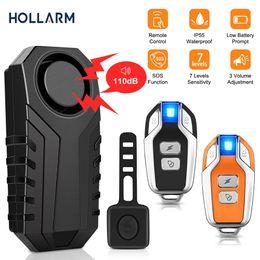 Hollarm alarme de vibration de vélo sans fil IP55 alarme de moto étanche télécommande antivol détecteur de vélo système d'alarme 240219