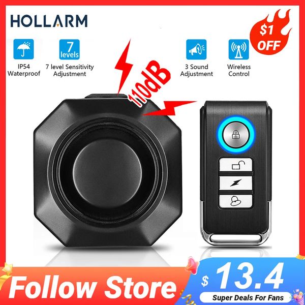 Hollarm Alarma de vibración de bicicleta inalámbrica Carga USB Control remoto Antirrobo Motocicleta Bicicleta Sistema de detección de seguridad Alarma de bicicleta 240219