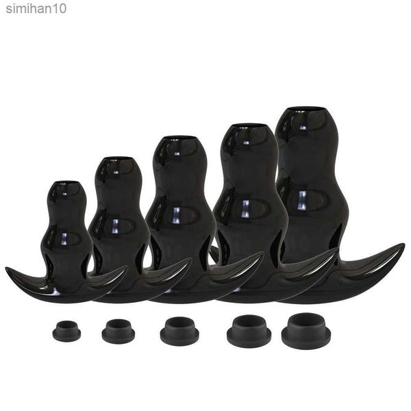 Hollow Anal Plug Tunnel Buttplug Anchor Ano Dilatador Espéculo Hombre Masajeador de próstata Juguetes sexuales Gay Vaginal Enema Consolador Negro L230518