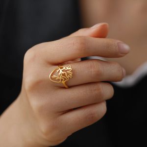 Ring de coeur anatomique creux Femmes Femme 14K Gold Yellow Color Rings Biologie médicale Bijoux Gift For Lover