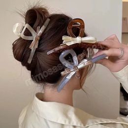 Pinza para el pelo con forma de lazo hueco, pinza grande acrílica para mujer y niña, accesorios para la cabeza, pasador de moda coreano Ins, horquillas