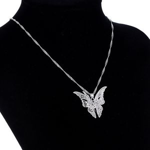 Holle vlinder hanger ketting 925 zilveren sieraden bedels choker ketting met ketting multilayer mode dier kettingen voor vrouwen meisjes