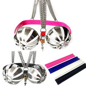 Dispositifs de chasteté soutien-gorge creux en acier inoxydable taille réglable brassière ceinture de chasteté sous-vêtement féminin dispositif jouets sexuels pour les femmes