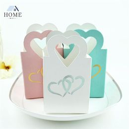 Holle gesneden hartvormige Candy Box Valentine Day Wedding Festival Party Cookies Candy Container WJY591