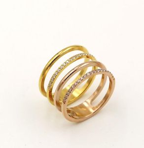 DoubleLeryer creux 21 Micro Diamond Couples Ring Corée Fashion Titane en acier plaqué rose Gold Couleur index Ring 8803011