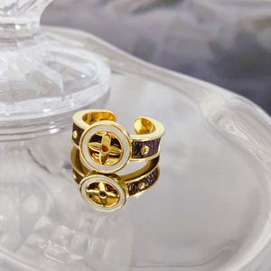 Hollow drop olieleer ring dames bedrukte bruine ring geometrische luxe ring sieraden dame feestgeschenken