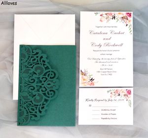 Hohle elegante lasergeschnittene Hochzeitseinladungskarte Grußkarte Anpassen des Geschäfts mit RSVP-Karte Party-Hochzeitsdekoration AL9988