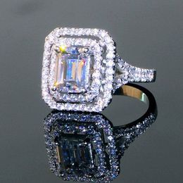 Bague creuse couleur argent AAAAA Zircon bagues de fiançailles de mariage pour femmes hommes promesse bijoux de fête cadeau