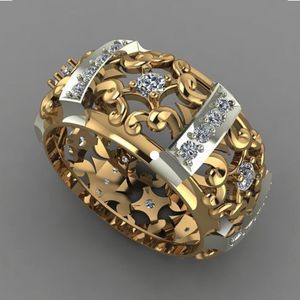 Hollow Flower Two Tone Diamond Ring verlovingsringen voor vrouwen Fashion Jewelry Gift