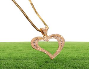 Hollow Heart Hanging Iced Out Bling Charm met Box Chain Necklace Men Women Hip Hop Chains For Jewelry Gift8378613
