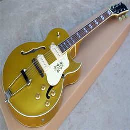 Guitare électrique jazz creuse avec micros HH et chroméwaresgolden rose et pickguard de fleur être personnalisé5059371