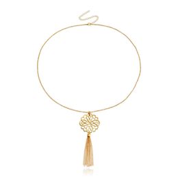 bijoux creux Ins Lotus Tassel Long Pull Chaîne Femmes S Minimaliste automne et hiver Collier de produit minimal