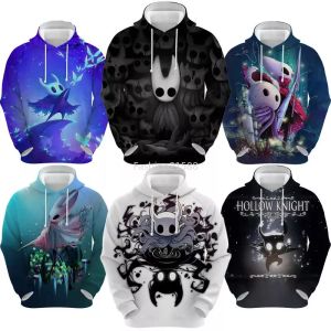 Hollow Knight Sudaderas con capucha para hombre Sudaderas con capucha de baloncesto sudadera con capucha negra Impresión 3D Hombre Dibujos animados Anime Sudadera Streetwear Primavera Otoño Jerseys unisex Casual