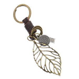 Hollow Leaf Key Ring Bronze Metal Tag Keychain Holder Bag hangt mode -sieraden voor vrouwelijke mannen Will en Sandy
