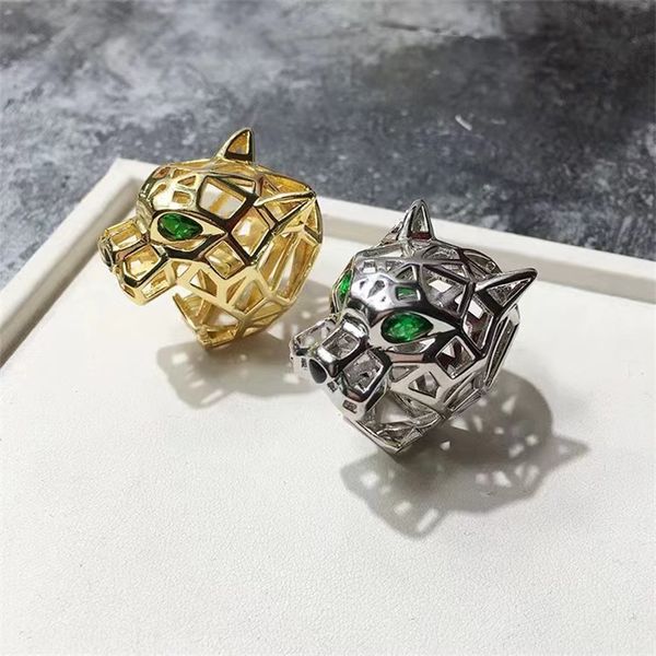 Creux de léopard animal anneau green yeux verts creux panther têtes anneaux pour hommes bijoux de fête des femmes