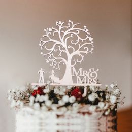 Hollow Brief Love Just getrouwd Mrmrs Cake Topper Bruid en Bruidegom Houten Bruiloft Cake Topper voor Bruiloft Supplies