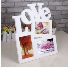 Holle Liefde Ontwerp Houten Po Frame DIY Fotolijsten 1 stks Art Thuis Bureau Decor Drie Windows snelle DIY Picture219o