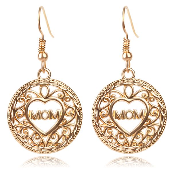 Creux amour coeur boucles d'oreilles maman lettre goutte or oreille crochet pour femmes maman fête des mères cadeau bijoux de mode en vrac