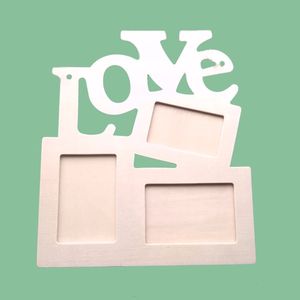 Hollow Love Tri-ply Wood Blank Frame DIY Peinture Photo Cadre Photo Home Art Decor