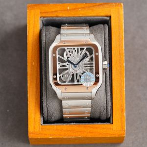 Montre creuse pour hommes, automatique, mécanique, saphir, 39.8MM, mode Business, montre-bracelet, Double boucle déployante, Montre De Luxe