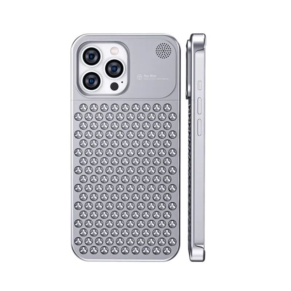 Étui de téléphone à l'alliage en aluminium creux pour iPhone 15 14 13 12 Pro Max Durable solide aromathérapie complète aromathérapie en métal solide Couverture de dos amortisseur