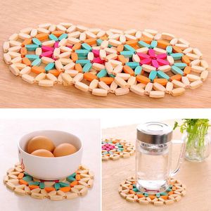 Holle bamboe ronde matten keuken pot koffie cup placemats tafels mat circulaire kom tafel pad drinken antislip Coaster placemat BH2284 TQQ