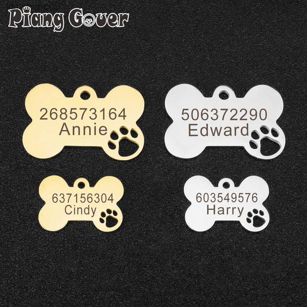 Ahueca hacia fuera el hueso mascota perro DIY personalizado anti-perdida nombre personalizado gato Collar mascota colgante collar cadena accesorio L230620