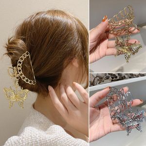 Hollow Out Butterfly Heart Coulage Claign Plaides pour femmes Girl Girl Vintage Metal Silver Color Harajuku Clip de cheveux Bijoux Accessoires
