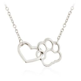 Holle Leuke Hart Hond Kat Poot Hanger Ketting Animal Print Vriendschap Sieraden Moeder Kind Liefde Necklaces258S
