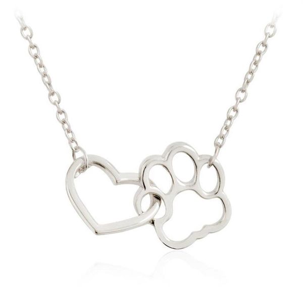 Collar con colgante en forma de garra de gato y perro con corazón ahuecado, joyería de amistad con estampado Animal, collares de amor para madre e hijo 326H