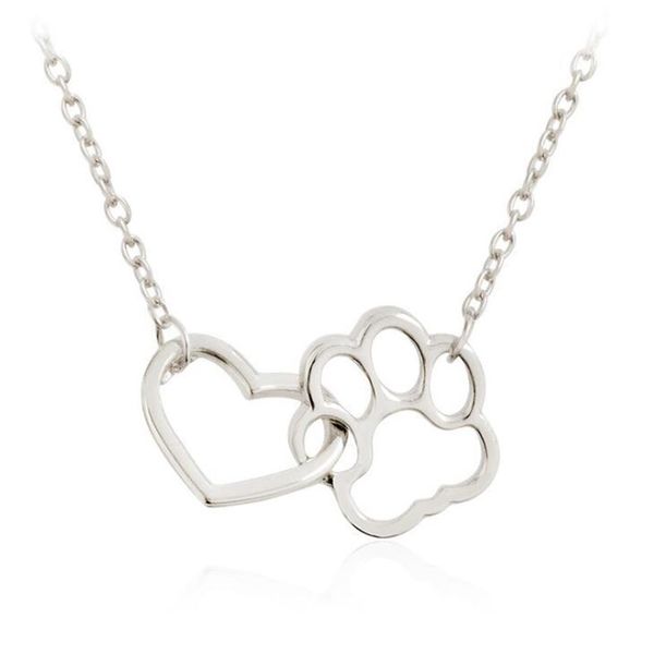 Collar con colgante en forma de garra de gato y perro con corazón ahuecado, joyería de amistad con estampado Animal, collares de amor para madre e hijo 284n