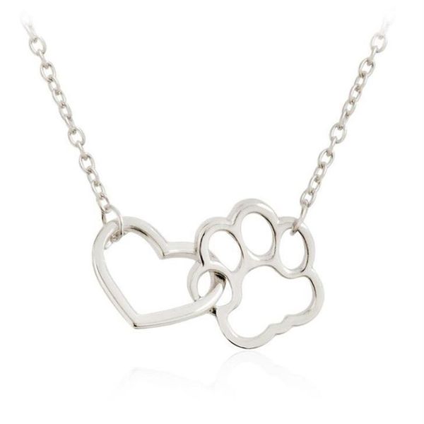 Collar con colgante en forma de garra de gato y perro con corazón ahuecado, joyería de amistad con estampado Animal, collares de amor para madre e hijo 205C