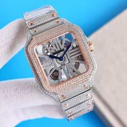 Uitgehold diamanten horloge heren quartz uurwerk 39,8 mm waterdichte armband saffier zakelijk polshorloge roestvrij staal 904L polshorloge Montre de Luxe