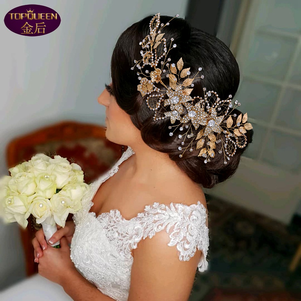 Пустые из цветка с бриллиантами Bridal Tiara Барокко Красивая Корона Невеста Женские Ювелирные Изделия Алмазные Короны Невеста Свадебная Корона Аксессуары Европы-Ретро Дворцовая корона